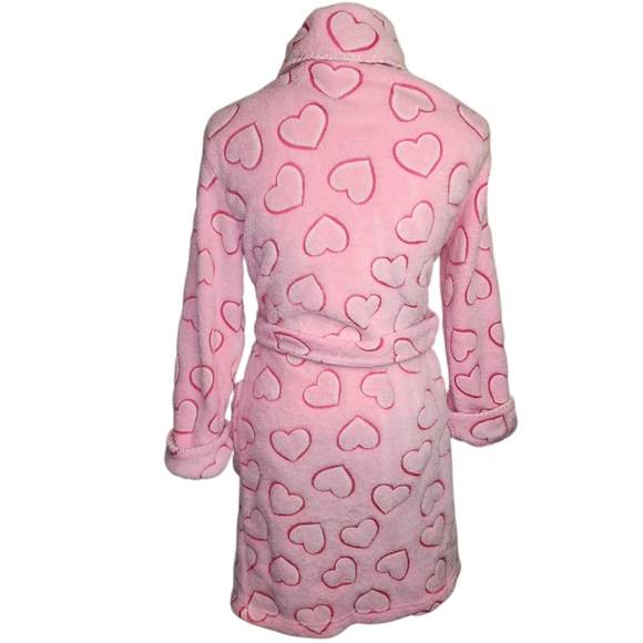 Secret Treasures Pink Hearts Belted Bathrobe Spa Size M 8-10 Pockets Sleepwear - Picture 8 of 12